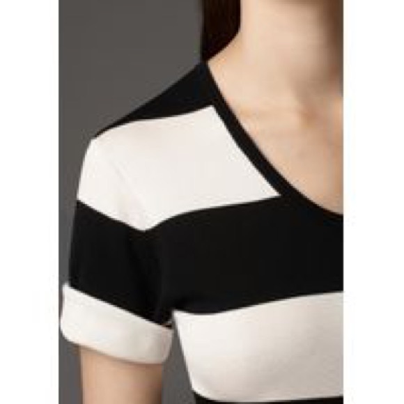 BURBERRY - Silk Black/White Striped Dress XS/TP - Picture 4 of 7